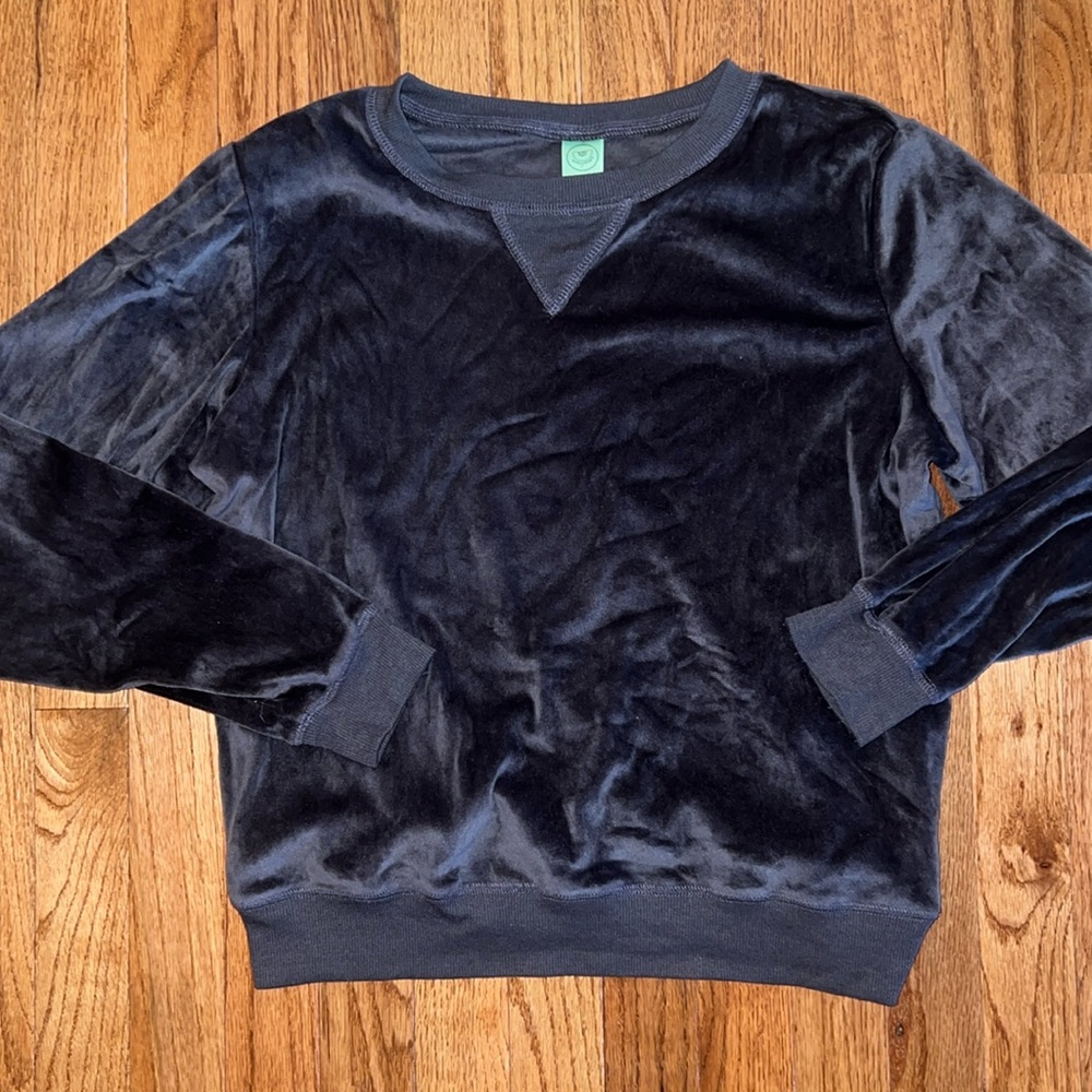 Honeydew Intimates Dark Purple Velour Like Crewneck Sweater Women’s Size Medium - Picture 2 of 7